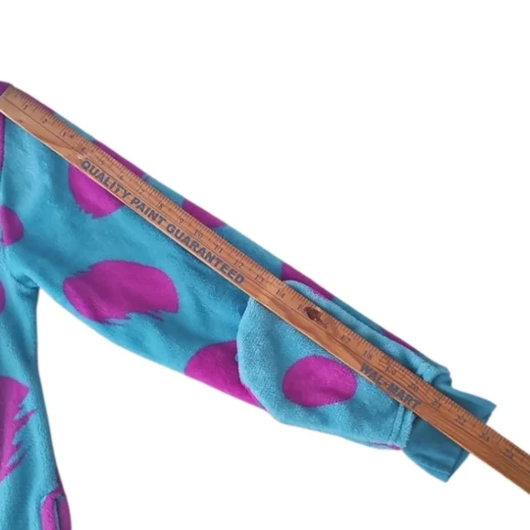 Disney Monsters Inc Sully Adult Onesie Pajamas Costume Blue Purple S/M Cosplay - Picture 16 of 16